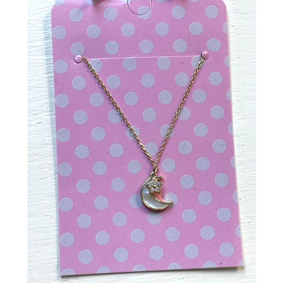 ** New **  Moon and Stars Necklace Gold Silver Sterling 925 Dainty Minimalist - Picture 1 of 8